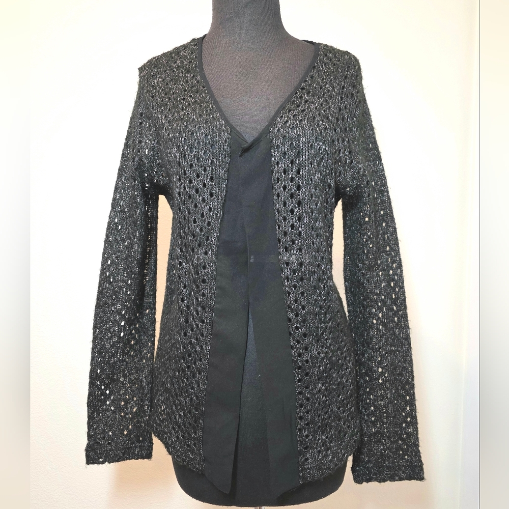 Romy Open Weave Knit Chiffon Cardigan Womens XL Witchy Bohemian Free Goth Punk